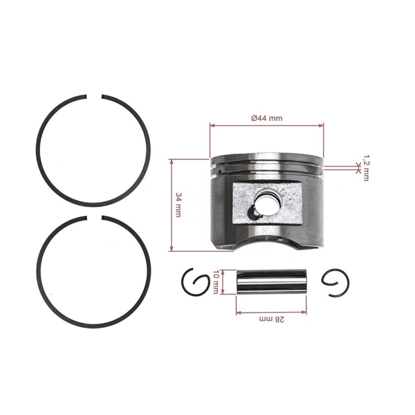 Kompletný piest pre krovinorezy Stihl FR350 FR450 FR480 FR480C FS400 FS450 FS480 SP451 SP481 44 mm (OEM 41280302002)