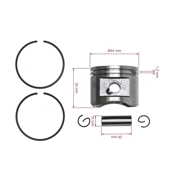 Kompletný piest pre krovinorezy Stihl FR350 FR450 FR480 FR480C FS400 FS450 FS480 SP451 SP481 44 mm (OEM 41280302002)