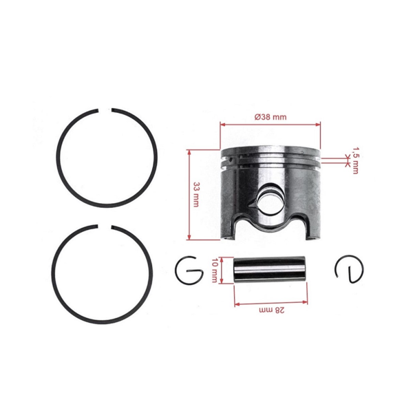 Kompletný piest pre krovinorezy Stihl FS220 38 mm (OEM 41190302003)