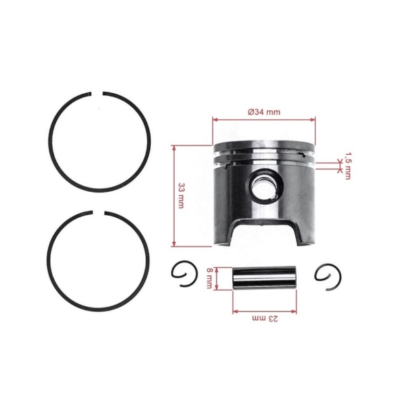 Kompletný piest pre krovinorezy Stihl FS55 HL45 KM55 SH55 BT45 34 mm (OEM 41400302000)