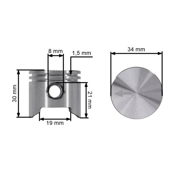 Kompletný piest pre krovinorezy Stihl FS80 FS85 BG85 FC75 HS81 HS86 KM55 SH85 34 mm (OEM 41370302010)