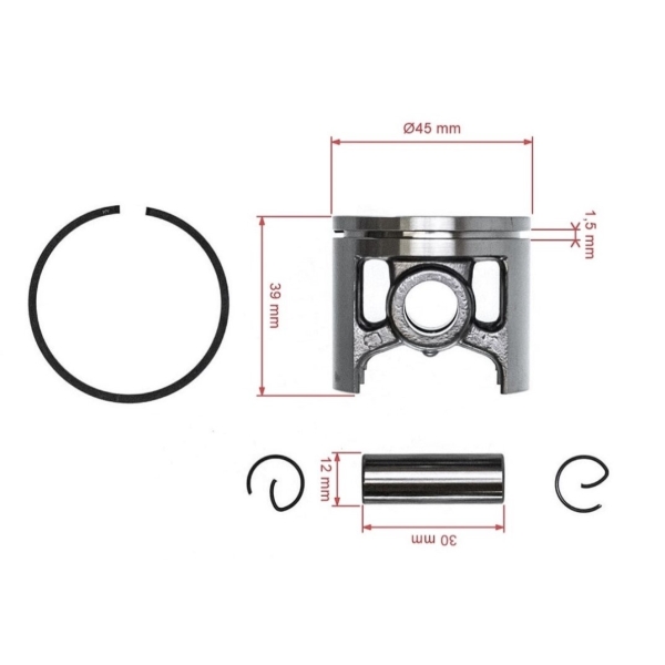 Kompletný piest pre motorové píly Husqvarna 254 45 mm (OEM 503503701)