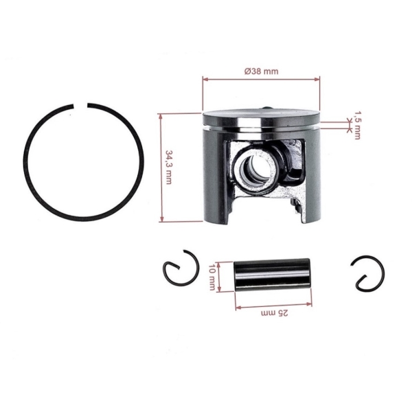 Kompletný piest pre motorové píly Husqvarna 335 335XPT 38 mm (OEM 503792402 503792401)