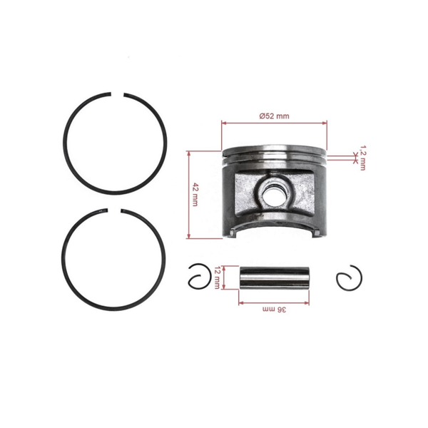 Kompletný piest pre motorové píly Husqvarna 362 365 372 372XP 52 mm (OEM 503691303)