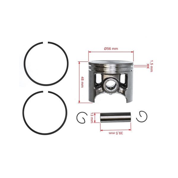 Kompletný piest pre motorové píly Husqvarna 395 395XP 56 mm (OEM 537137671)