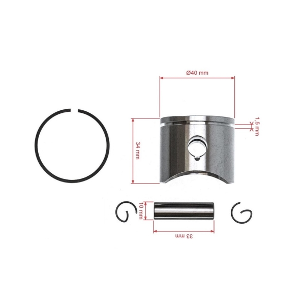 Kompletný piest pre motorové píly Husqvarna 41 141 141LE 142 Jonsered 2040 CS2040 40 mm (OEM 530069454 530069341)