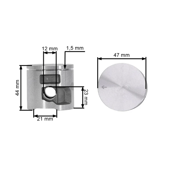 Kompletný piest pre motorové píly Husqvarna 455 455E 455 Rancher Jonsered CS2255 47 mm (OEM 537293004)