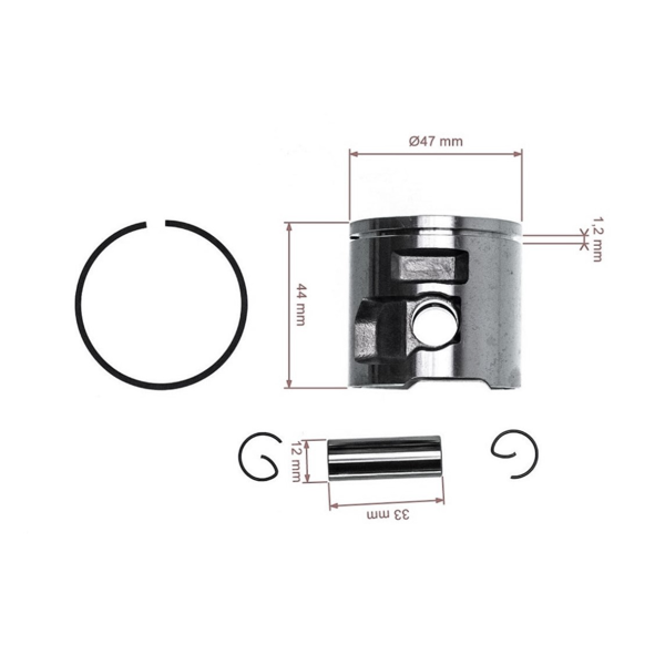 Kompletný piest pre motorové píly Husqvarna 455 455E 455 Rancher Jonsered CS2255 47 mm (OEM 537293004)