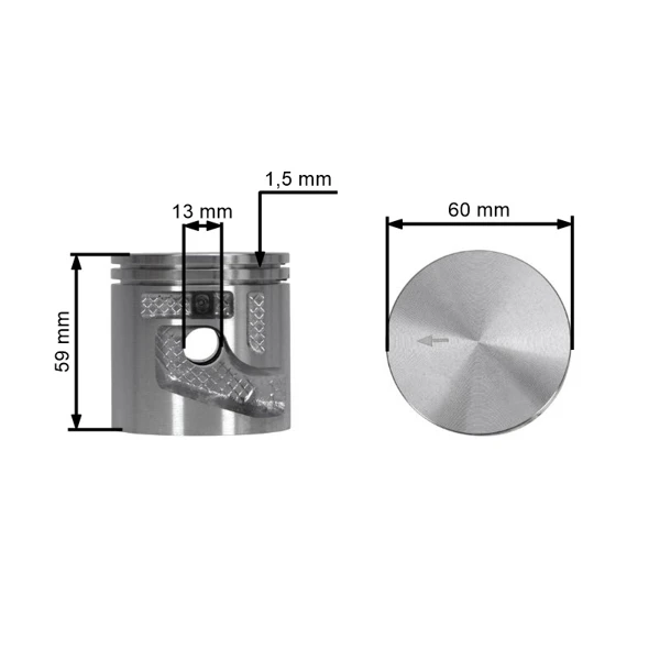 Kompletný piest pre motorové píly Husqvarna K1270 K1270 II R 60 mm (OEM 587829802)