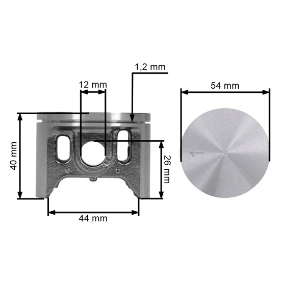 Kompletný piest pre motorové píly Makita DCS6401 DCS6421 DCS7301 DCS7901 54 mm (OEM 325132031)
