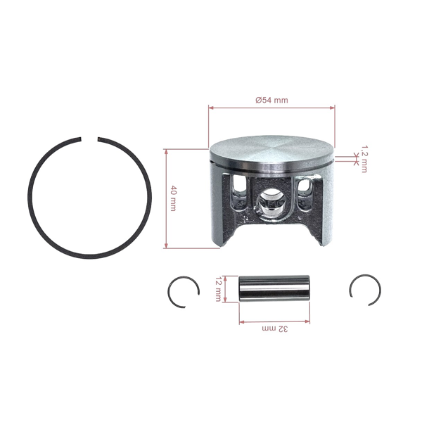 Kompletný piest pre motorové píly Makita DCS6401 DCS6421 DCS7301 DCS7901 54 mm (OEM 325132031)
