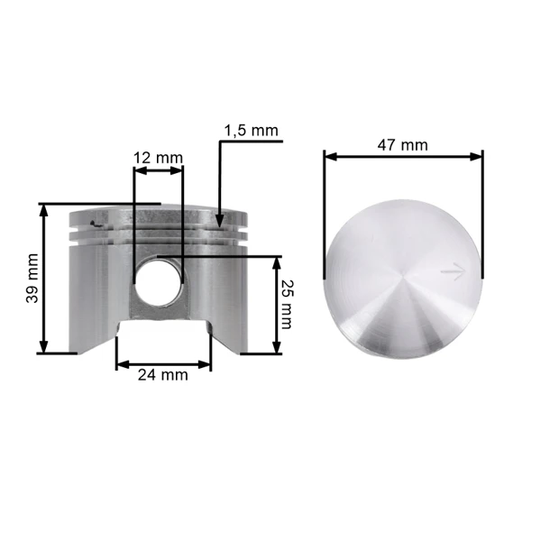 Kompletný piest pre motorové píly OLEO-MAC Oleo-mac 261 47 mm (OEM 6100521)