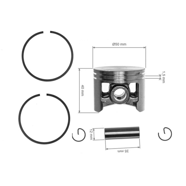 Kompletný piest pre motorové píly OLEO-MAC Oleo-mac 970 971 GS720 50 mm (OEM 097000205)