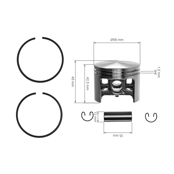 Kompletný piest pre motorové píly Stihl 056 MAGNUM II 56 mm (OEM 11150302003)