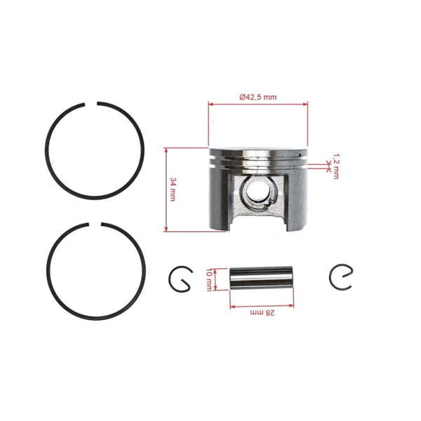 Kompletný piest pre motorové píly Stihl MS250 025 42,5 mm (OEM 1370302002)