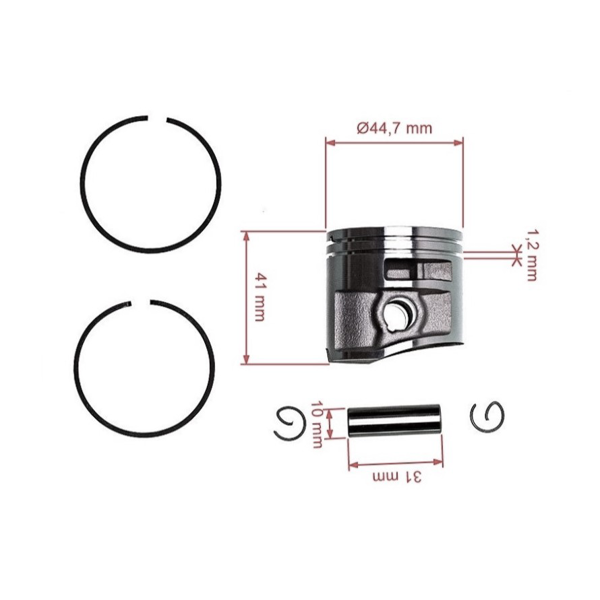 Kompletný piest pre motorové píly Stihl MS261 44,7 mm (OEM 11410302012)