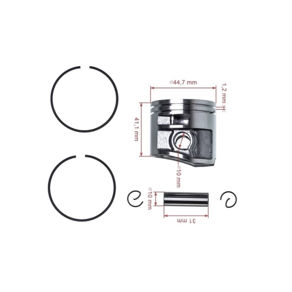 Kompletný piest pre motorové píly Stihl MS261 MS261C 44,7 mm (OEM 11410302031)