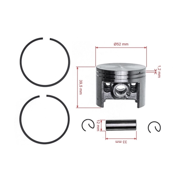 Kompletný piest pre motorové píly Stihl MS440 044 52 mm (OEM 11280302015)