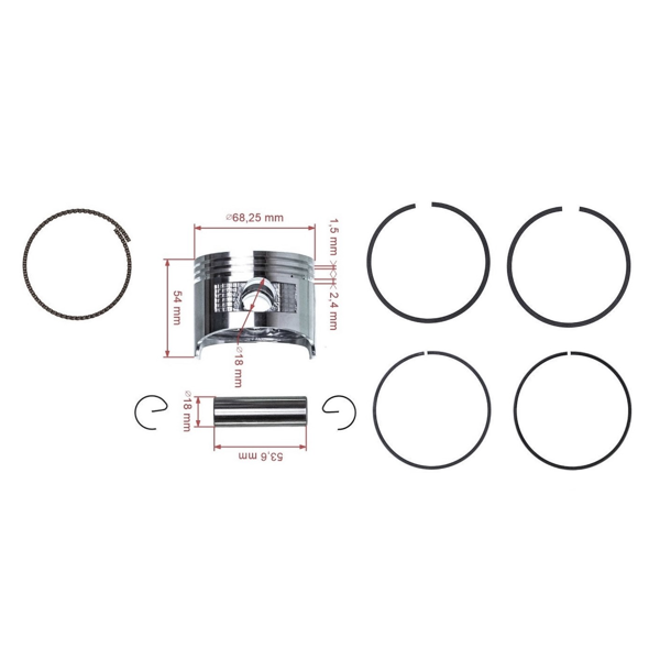 Kompletný piest pre motory Honda GX160 68,25 mm 1. výbrus +0,25 mm (OEM 13101ZE1000)