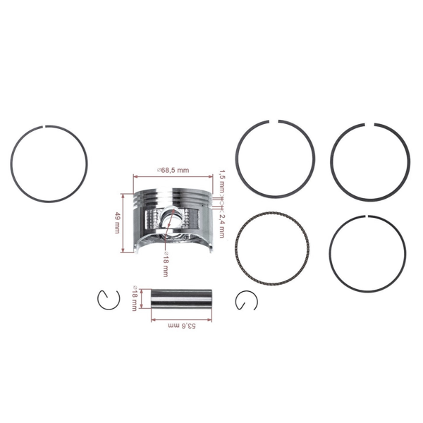 Kompletný piest pre motory Honda GX200 68,5 mm druhý výbrus +0,50 mm (OEM 13103ZL0010)