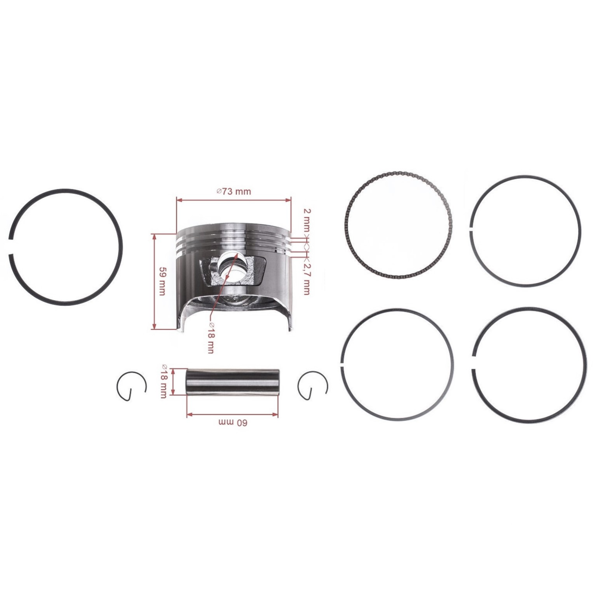 Kompletný piest pre motory Honda GX240 73 mm (OEM 13101ZE2010)