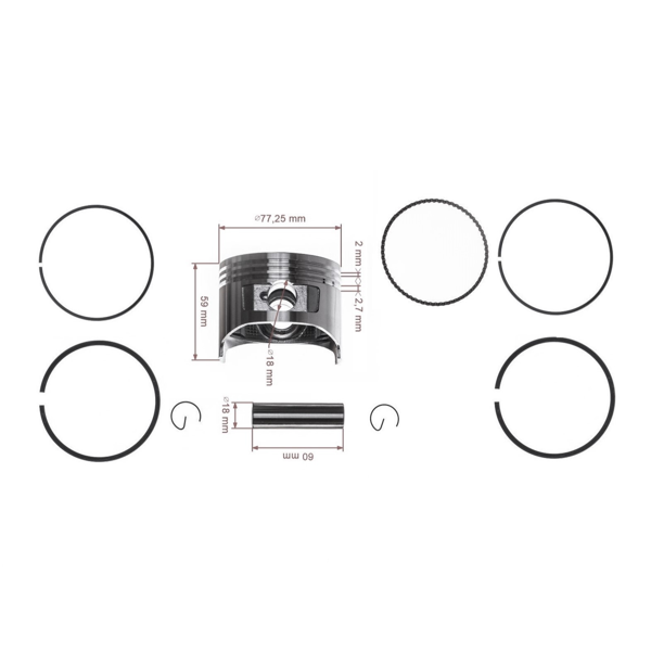 Kompletný piest pre motory Honda GX270 GX270U 77,25 mm 1. výbrus +0,25 mm (OEM 13101ZH9000)