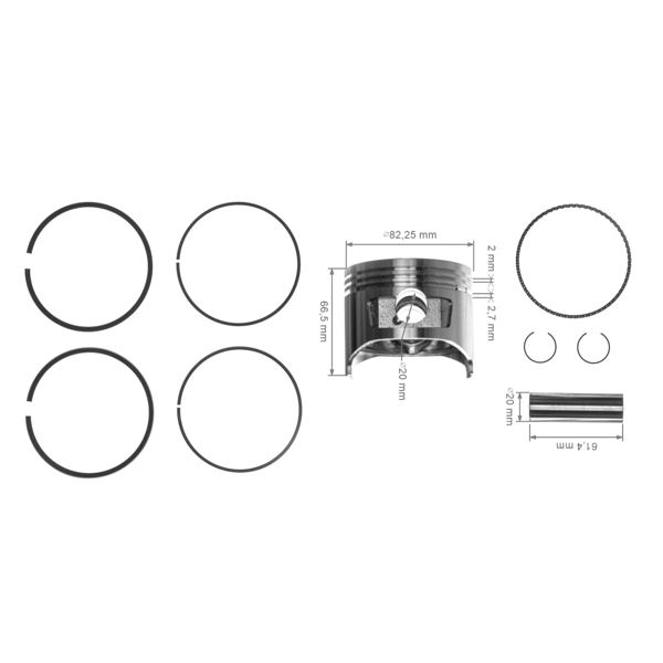 Kompletný piest pre motory Honda GX340 82,25 mm 1. výbrus +0,25 mm (OEM 13102ZE3W00)