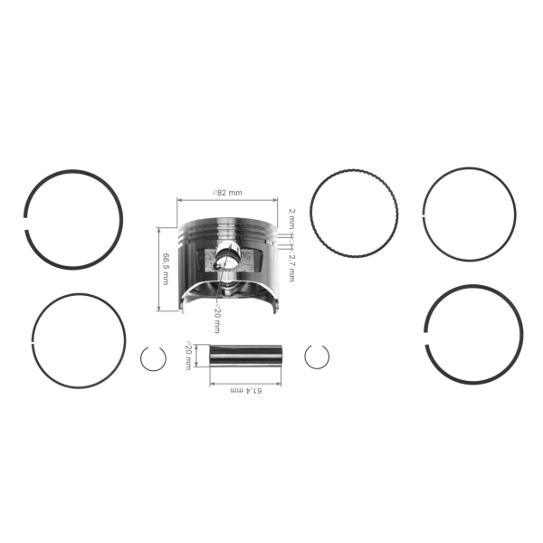 Kompletný piest pre motory Honda GX340 82 mm (OEM 13101ZE3W00)