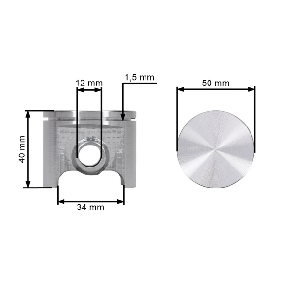 Kompletný piest pre rozbrusovacie a motorové píly Husqvarna 66 268 268K 50 mm (OEM 503448371 544223903)