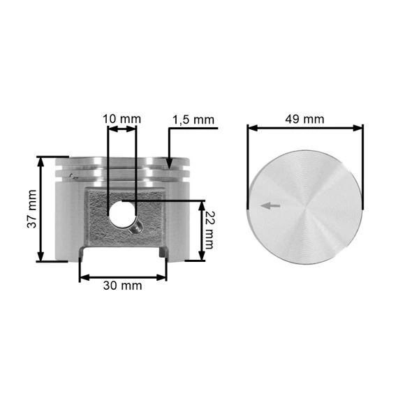 Kompletný piest pre Stihl TS400 49 mm (OEM 42230302000)