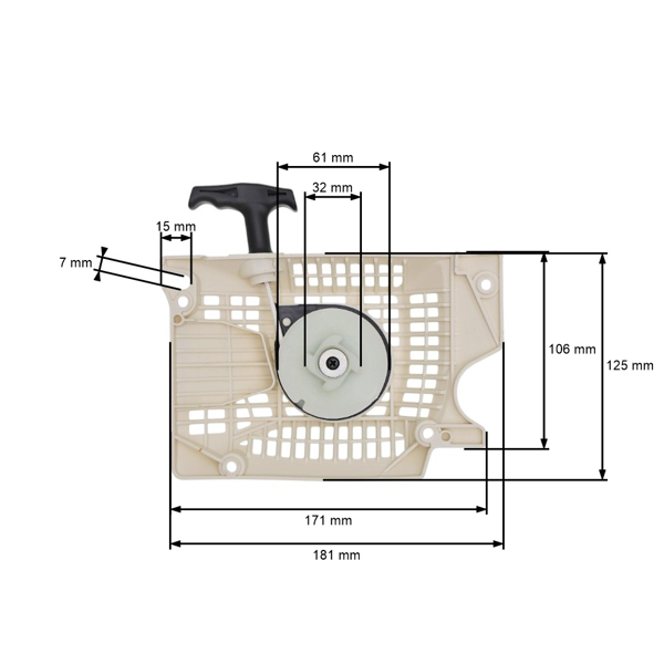 Kompletný štartér pre Čínske motorové píly a píly z hobbymarketov s obsahom motora 42 ccm - 58 ccm
