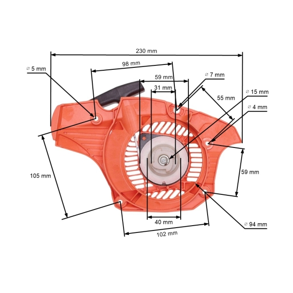 Kompletný štartér pre motorové píly OLEO-MAC Oleomac GS35 GS350 (OEM 50242005BR)