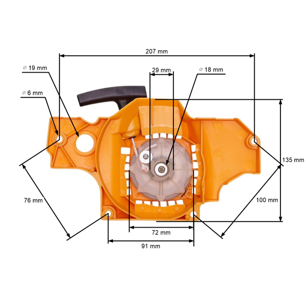 Kompletný štartér pre motorové píly Partner 350 351 370 390 420 McCulloch Mac 325 Mac Cat 338 MAC 3-14 XT (OEM 530049335)