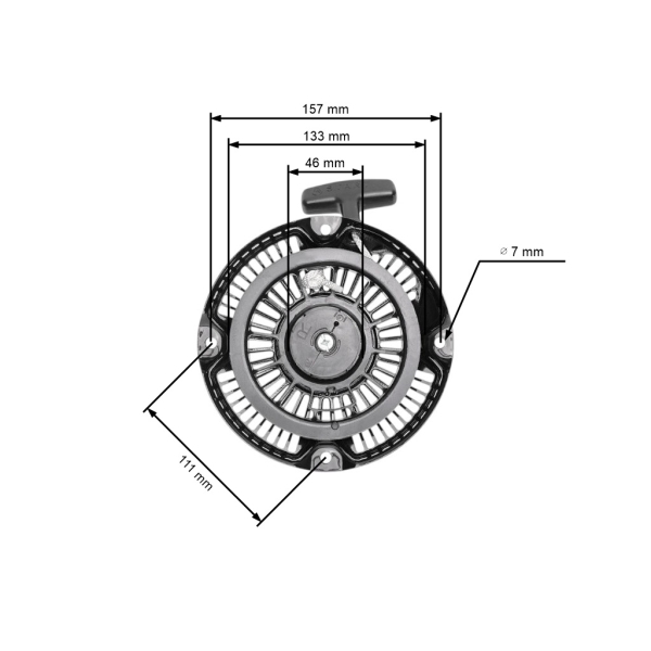 Kompletný štartér pre motory Robin Subaru EH12 s plastovými západkami (OEM 268-50201-00)