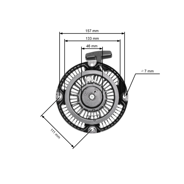 Kompletný štartér pre motory Robin Subaru EH12 s plastovými západkami (OEM 268-50201-00)