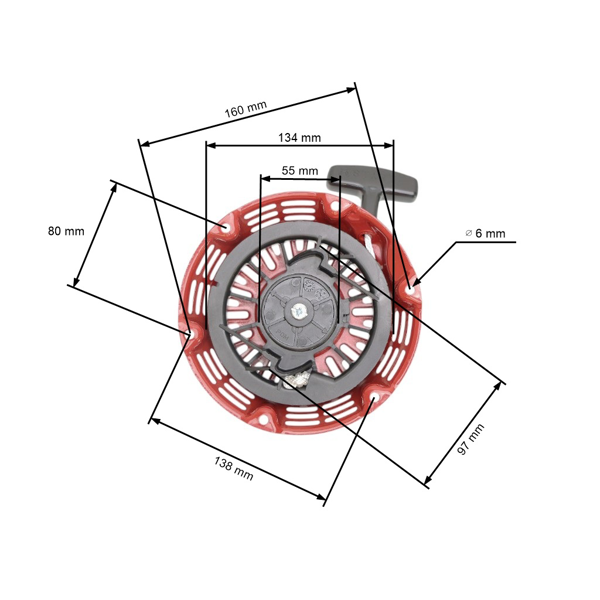 Kompletný štartér s protikusom pre motory Honda GX140 GX160 GX200 výkon 5,5 PS - 6,5 PS (OEM 28400-ZE1-003ZA 28400-ZE8-013ZA 28400ZE8509)