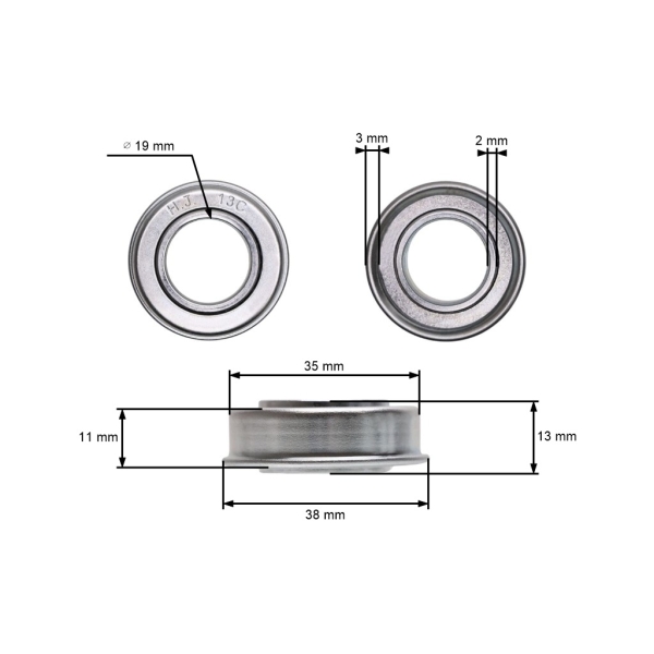 Ložisko 19 mm x 35 mm x 13,4 mm pre kolesá kosačky Toro (OEM 11807 2669 1100513)