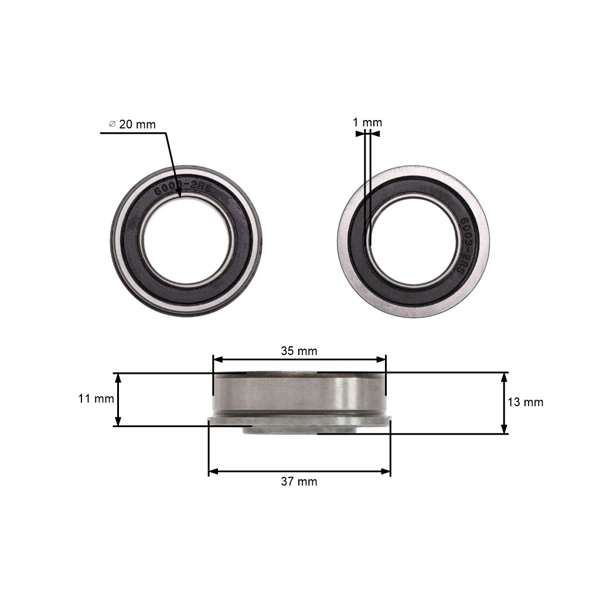 Ložisko 20 mm x 35 mm x 12,8 mm pre kolesá kosačky Castel Garden Stiga Alpina Honda (OEM 1136-0157-01 125122200/2 80190-Y09-003 80264-VK1-003 125122200/2 25122200/2)