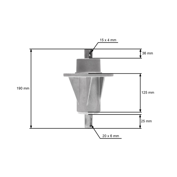 Mandrela žacieho noža pre záhradné traktory Castel Garden Honda Oleomac Karsit Solo Stiga Viking (OEM 82207201/0 6151 700 3505 CG82207-201-H2 1136-0480-01)