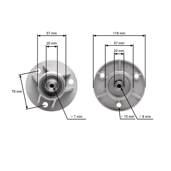 Mandrela žacieho noža pre záhradné traktory Castel Garden Honda Oleomac Solo Stiga Viking (OEM 1136-0479-01 382207200/1 6151 700 3500 82207200 CG82207-200-H0)
