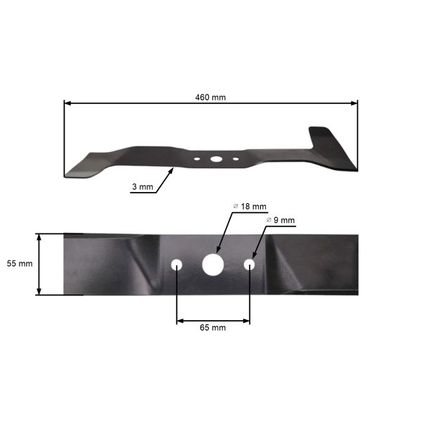 Mulčovací nôž 46 cm (18") ľavý pre záhradné traktory Brill Castel Garden Honda John Deere Solo Stiga Viking Oleo-Mac Efco Alpina (OEM SB82004344/0 1136-0458-01)