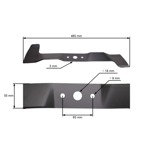 Mulčovací nôž 46 cm (18") pravý pre záhradné traktory Castel Garden Gardena Honda John Deere Solo Stiga Viking Oleo-Mac Efco Alpina (OEM SB82004345/0 1136-0459-01)