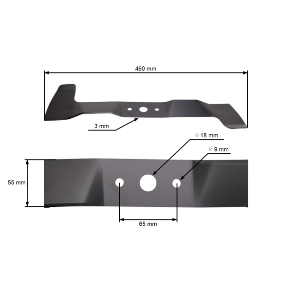 Mulčovací nôž 46 cm (18") pravý pre záhradné traktory Castel Garden Gardena Honda John Deere Solo Stiga Viking Oleo-Mac Efco Alpina (OEM SB82004345/0 1136-0459-01)