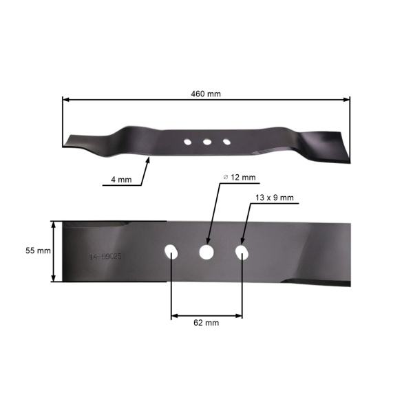 Mulčovací nôž 46 cm (18") pre motorové kosačky Hortmasz Dym Hortus Leroy Merlin Victus Nac