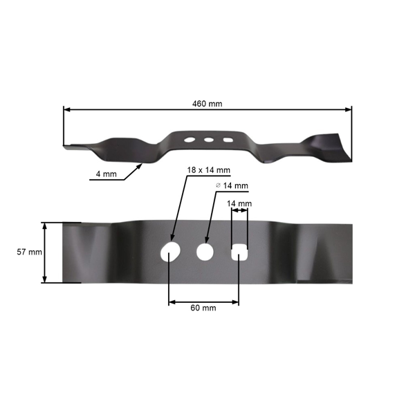 Mulčovací nôž 46 cm (18") pre motorové kosačky NAC Krysiak Vega Ursus Hyundai