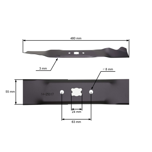 Mulčovací nôž 48 cm (19") pre motorové kosačky MTD (OEM 742-0739 742-04018A)