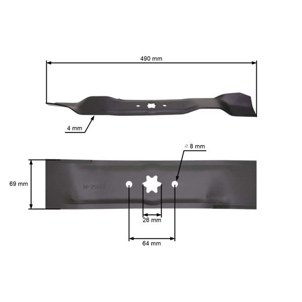 Mulčovací nôž 49 cm (19") bočné vyhadzovanie pre záhradné traktory MTD (OEM 742-0610 942-0610)