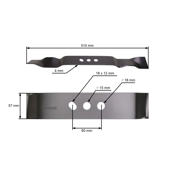 Mulčovací nôž 51 cm (20") pre kosačky NAC Cedrus (OEM S510-080S)