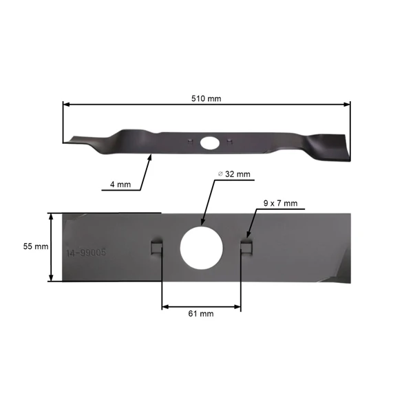 Mulčovací nôž 51 cm (20") pre motorové kosačky Hecht do roka 2020