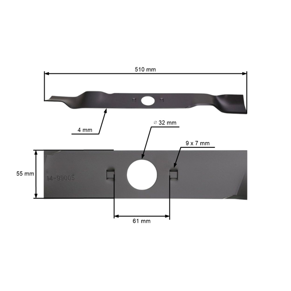 Mulčovací nôž 51 cm (20") pre motorové kosačky Hecht